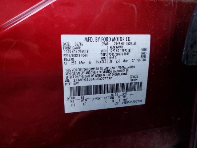 Photo 12 VIN: 2FMPK4J84GBC07712 - FORD EDGE SEL 