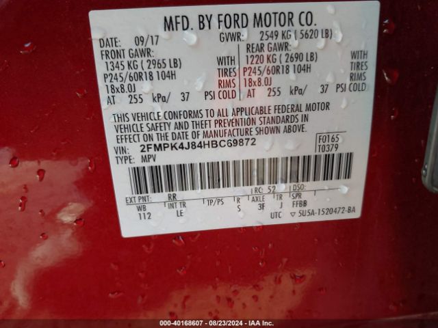 Photo 8 VIN: 2FMPK4J84HBC69872 - FORD EDGE 