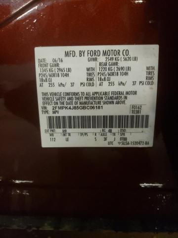 Photo 12 VIN: 2FMPK4J85GBC06181 - FORD EDGE SEL 