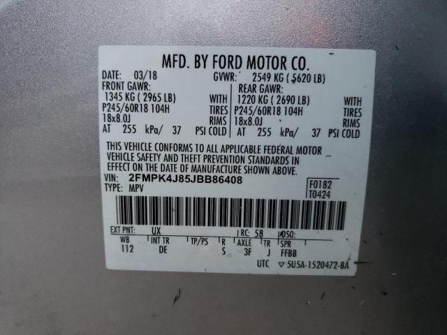 Photo 9 VIN: 2FMPK4J85JBB86408 - FORD EDGE SEL 