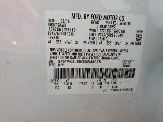 Photo 13 VIN: 2FMPK4J86GBB43978 - FORD EDGE SEL 