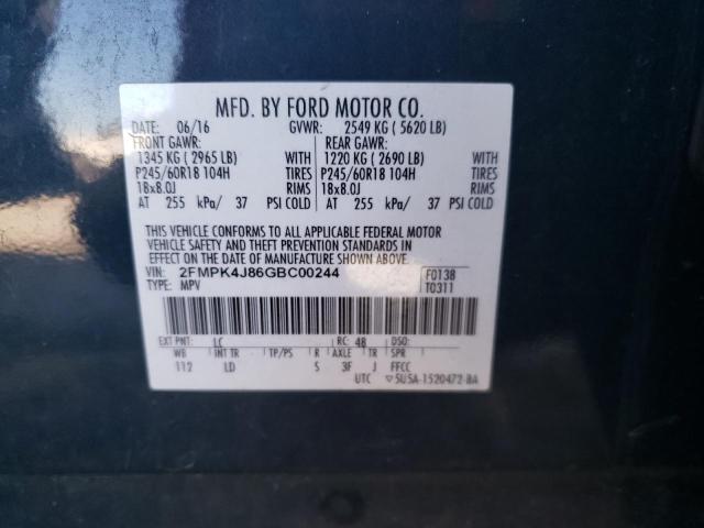 Photo 9 VIN: 2FMPK4J86GBC00244 - FORD EDGE SEL 