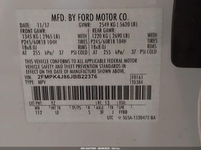 Photo 8 VIN: 2FMPK4J86JBB22376 - FORD EDGE 