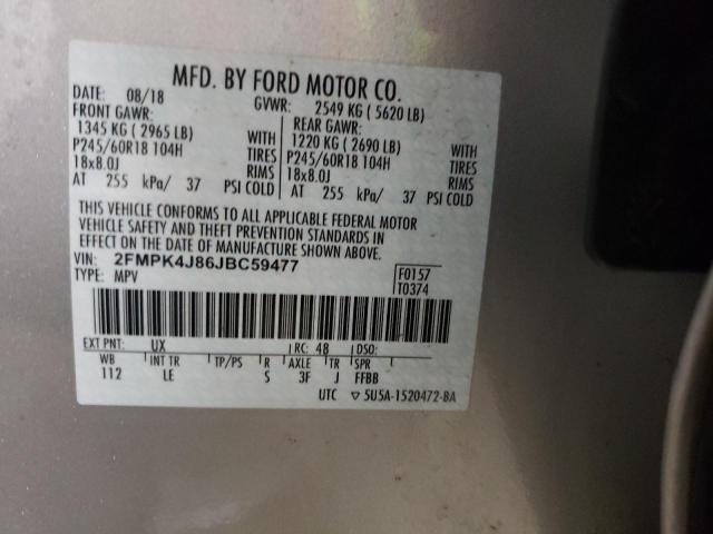 Photo 12 VIN: 2FMPK4J86JBC59477 - FORD EDGE SEL 