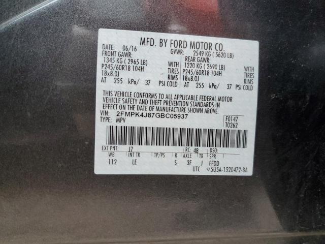 Photo 9 VIN: 2FMPK4J87GBC05937 - FORD EDGE SEL 