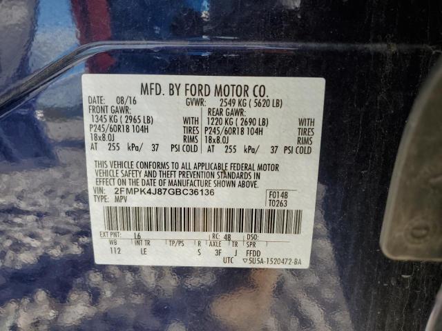 Photo 12 VIN: 2FMPK4J87GBC36136 - FORD EDGE SEL 