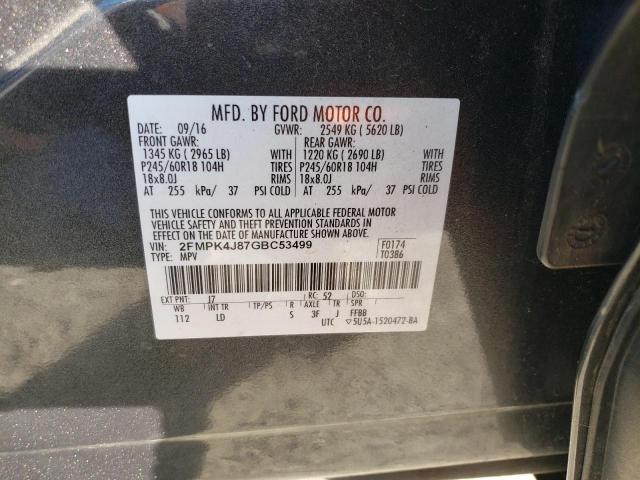 Photo 12 VIN: 2FMPK4J87GBC53499 - FORD EDGE 