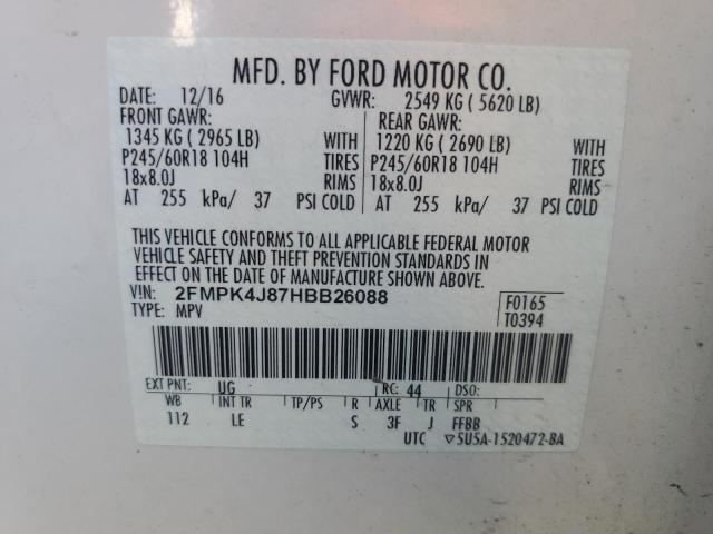 Photo 13 VIN: 2FMPK4J87HBB26088 - FORD EDGE SEL 