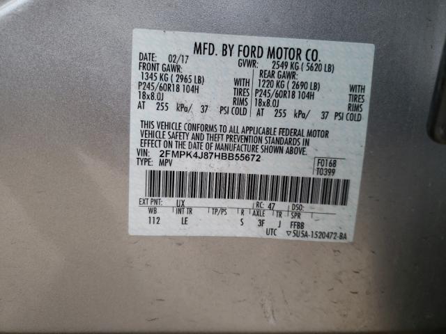 Photo 9 VIN: 2FMPK4J87HBB55672 - FORD EDGE 