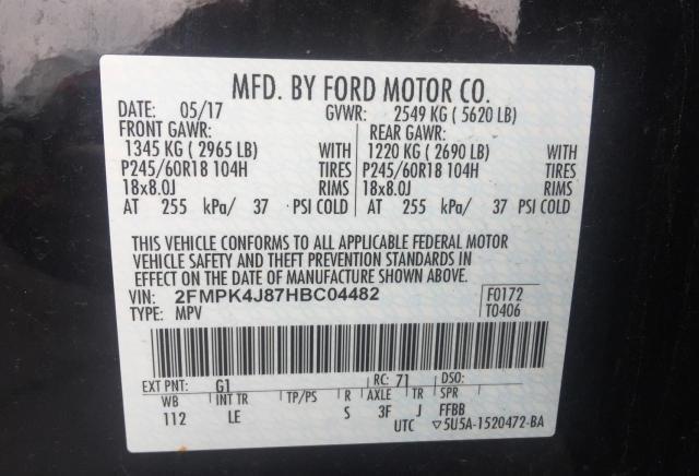 Photo 9 VIN: 2FMPK4J87HBC04482 - FORD EDGE SEL 