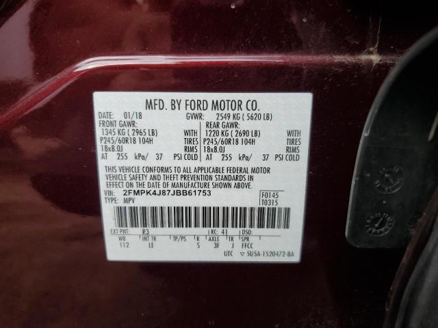 Photo 12 VIN: 2FMPK4J87JBB61753 - FORD EDGE 