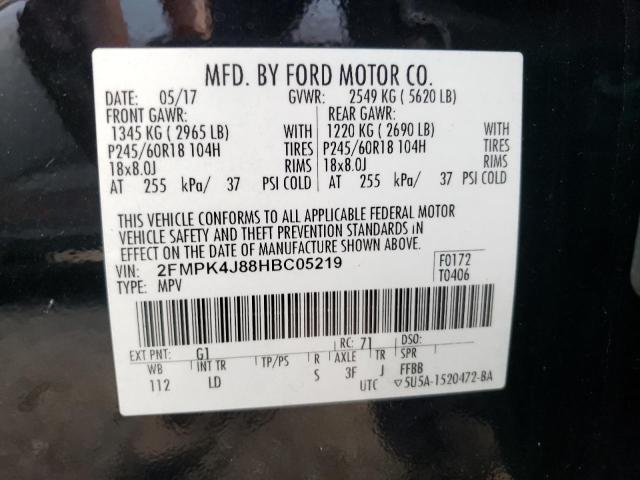 Photo 9 VIN: 2FMPK4J88HBC05219 - FORD EDGE SEL 