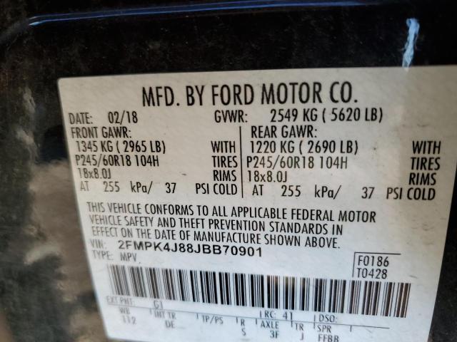 Photo 12 VIN: 2FMPK4J88JBB70901 - FORD EDGE SEL 