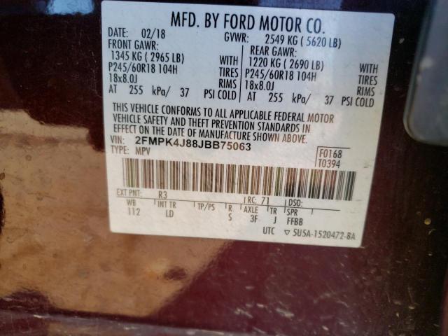 Photo 12 VIN: 2FMPK4J88JBB75063 - FORD EDGE 