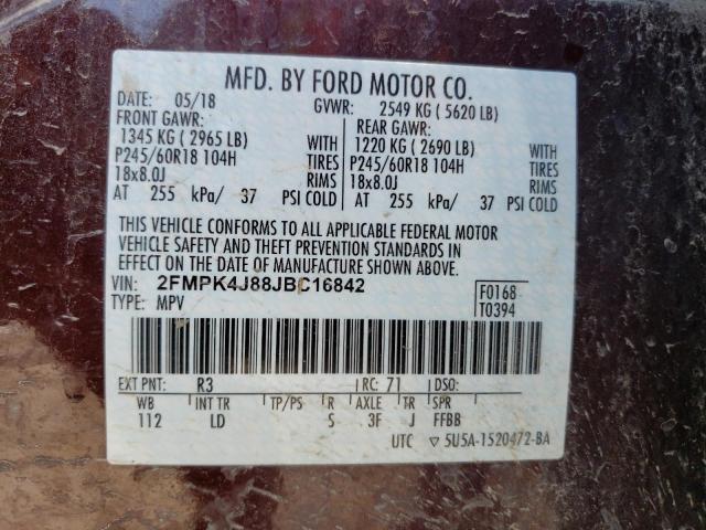 Photo 13 VIN: 2FMPK4J88JBC16842 - FORD EDGE SEL 