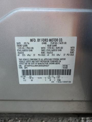 Photo 12 VIN: 2FMPK4J89GBB29427 - FORD EDGE SEL 