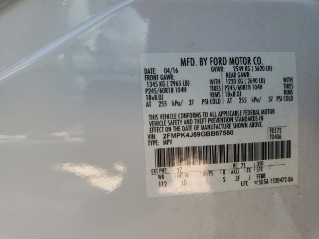 Photo 9 VIN: 2FMPK4J89GBB67580 - FORD EDGE 