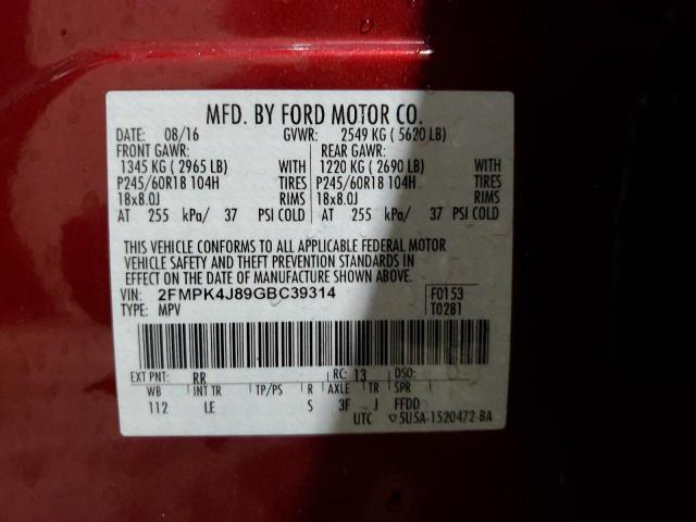 Photo 13 VIN: 2FMPK4J89GBC39314 - FORD EDGE SEL 