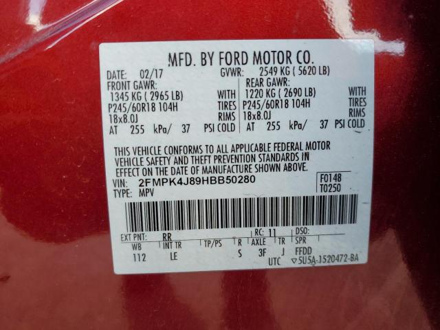 Photo 12 VIN: 2FMPK4J89HBB50280 - FORD EDGE 