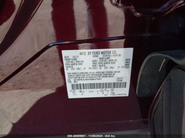 Photo 8 VIN: 2FMPK4J89HBB67581 - FORD EDGE 