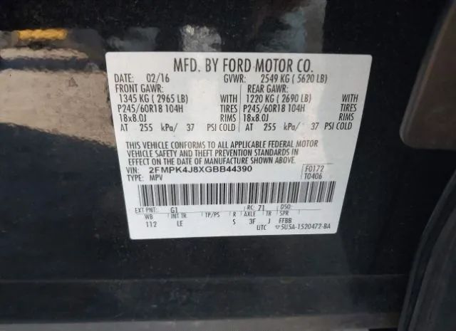 Photo 8 VIN: 2FMPK4J8XGBB44390 - FORD EDGE 