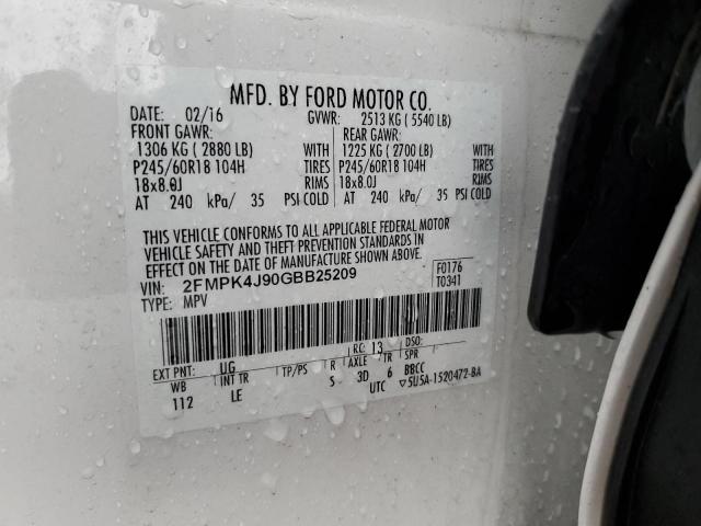 Photo 11 VIN: 2FMPK4J90GBB25209 - FORD EDGE SEL 