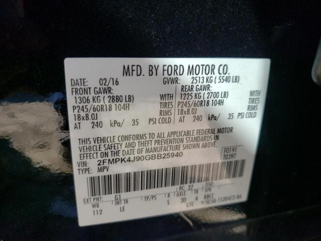 Photo 12 VIN: 2FMPK4J90GBB25940 - FORD EDGE SEL 