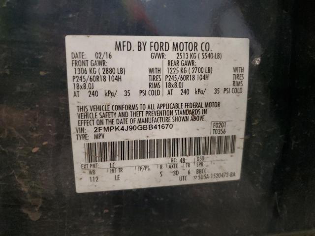 Photo 12 VIN: 2FMPK4J90GBB41670 - FORD EDGE SEL 