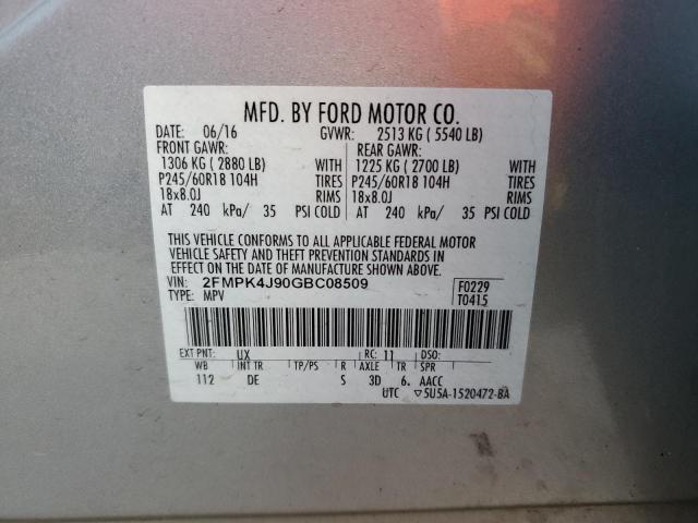 Photo 12 VIN: 2FMPK4J90GBC08509 - FORD EDGE SEL 