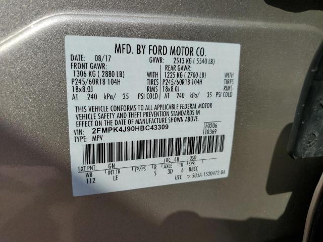 Photo 12 VIN: 2FMPK4J90HBC43309 - FORD EDGE SEL 