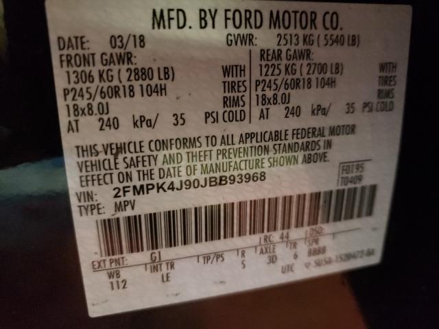 Photo 9 VIN: 2FMPK4J90JBB93968 - FORD EDGE SEL 