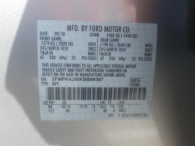 Photo 9 VIN: 2FMPK4J90KBB04367 - FORD EDGE SEL 