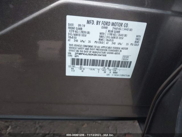 Photo 8 VIN: 2FMPK4J90KBC64166 - FORD EDGE 