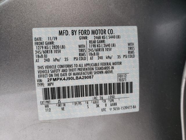 Photo 9 VIN: 2FMPK4J90LBA29087 - FORD EDGE SEL 