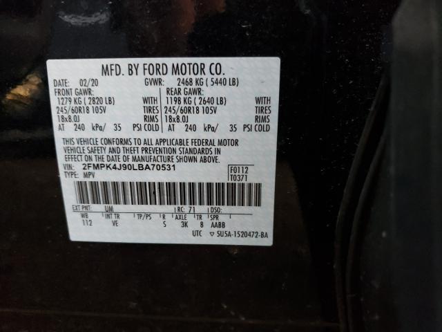 Photo 9 VIN: 2FMPK4J90LBA70531 - FORD EDGE SEL 