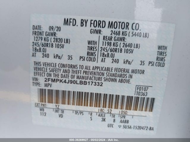 Photo 8 VIN: 2FMPK4J90LBB17332 - FORD EDGE 