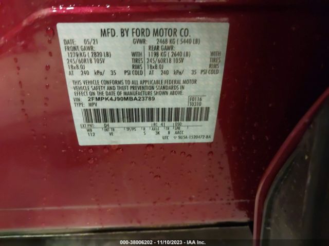 Photo 8 VIN: 2FMPK4J90MBA23789 - FORD EDGE 