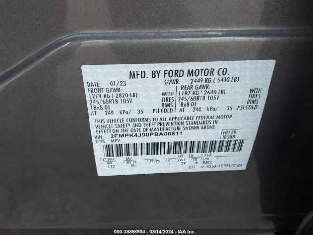 Photo 8 VIN: 2FMPK4J90PBA00811 - FORD EDGE 