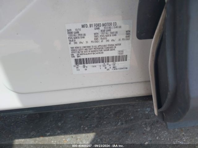 Photo 8 VIN: 2FMPK4J91FBC41839 - FORD EDGE 