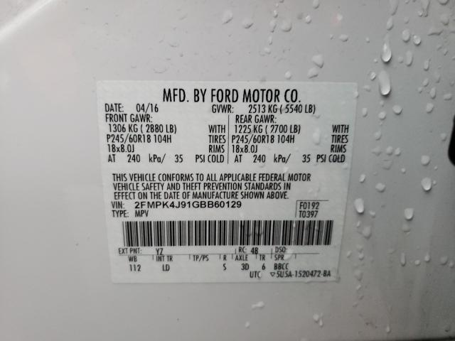 Photo 9 VIN: 2FMPK4J91GBB60129 - FORD EDGE 