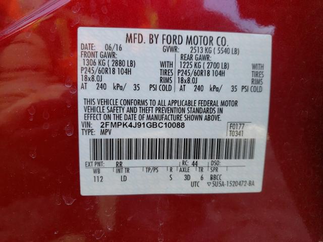 Photo 9 VIN: 2FMPK4J91GBC10088 - FORD EDGE 