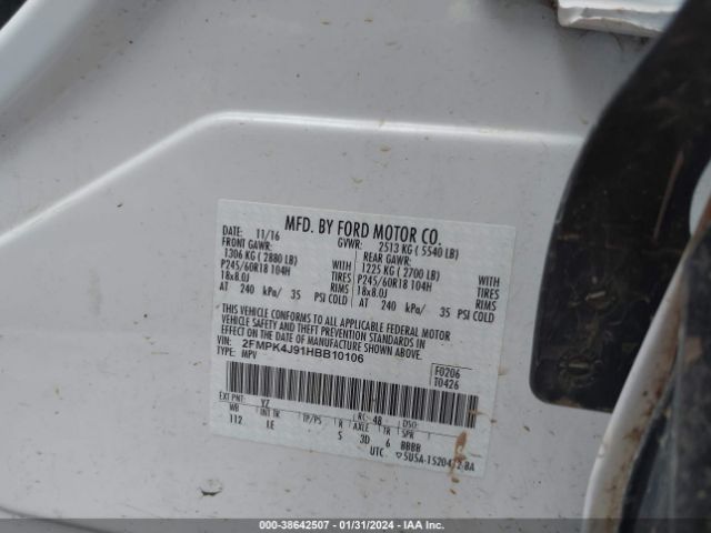 Photo 8 VIN: 2FMPK4J91HBB10106 - FORD EDGE 