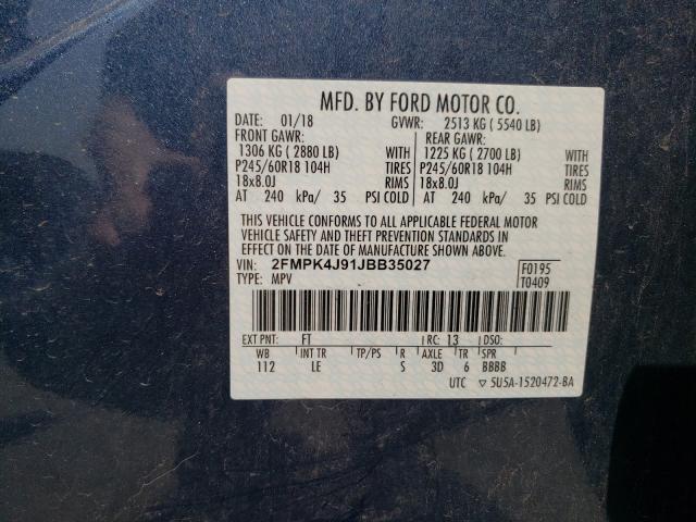 Photo 9 VIN: 2FMPK4J91JBB35027 - FORD EDGE SEL 