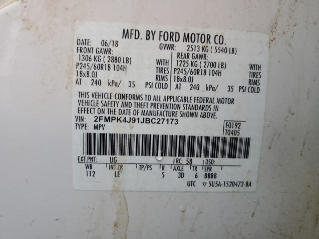 Photo 12 VIN: 2FMPK4J91JBC27173 - FORD EDGE SEL 