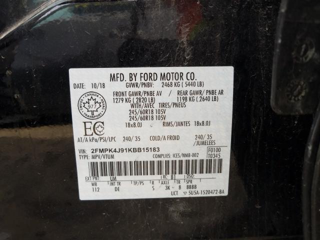 Photo 9 VIN: 2FMPK4J91KBB15183 - FORD EDGE SEL 