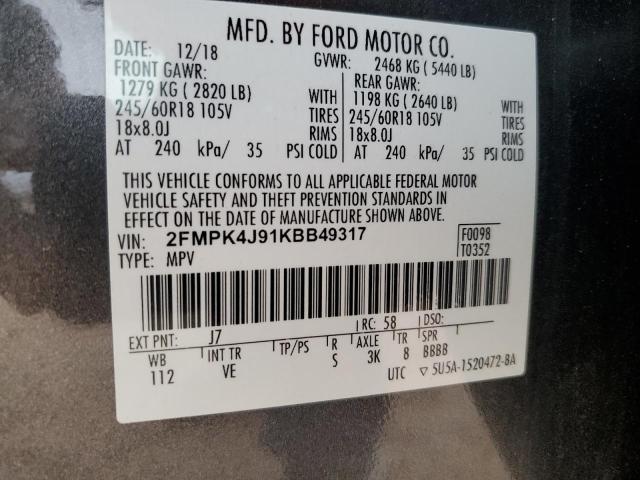 Photo 13 VIN: 2FMPK4J91KBB49317 - FORD EDGE SEL 