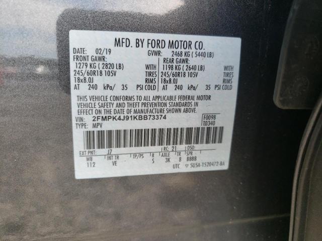 Photo 9 VIN: 2FMPK4J91KBB73374 - FORD EDGE 