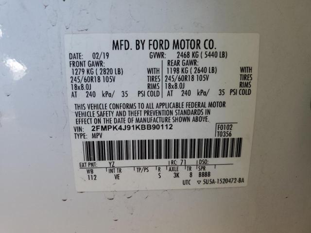 Photo 12 VIN: 2FMPK4J91KBB90112 - FORD EDGE 