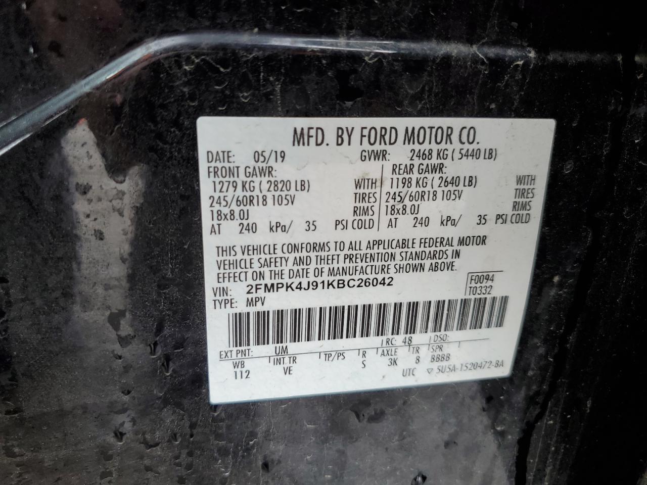 Photo 11 VIN: 2FMPK4J91KBC26042 - FORD EDGE 