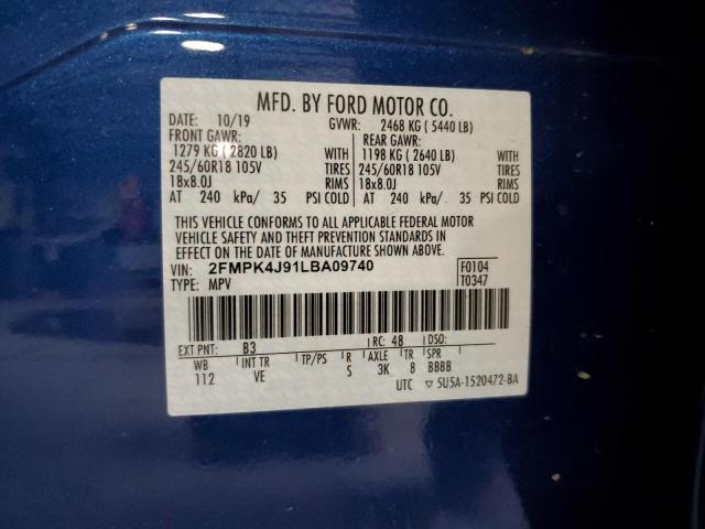 Photo 12 VIN: 2FMPK4J91LBA09740 - FORD EDGE 